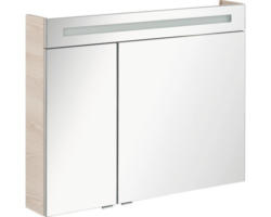 LED-Spiegelschrank Fackelmann B.clever 2-türig 90x71x16 cm beige