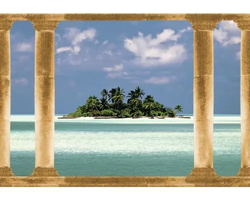 Fototapete Papier 97282 Palmeninsel Malediven 8-tlg. 350 x 260 cm