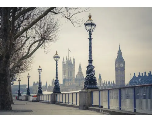 Fototapete Papier 97061 Big Ben grau blau 7-tlg. 350 x 260 cm