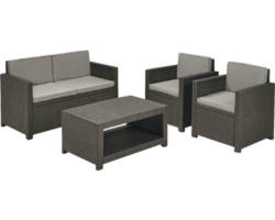 Loungeset Jardin Monaco Kunststoff 4-Sitzer 4-teilig graphit