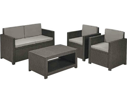 Loungeset Jardin Monaco Kunststoff 4-Sitzer 4-teilig graphit