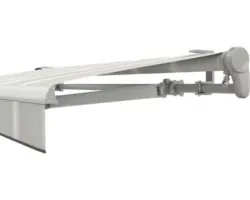 SOLUNA Gelenkarmmarkise Trend 3,5x2 Stoff Dessin D418 Gestell Silber eloxiert inkl. Motor, Wandschalter und Nothandkurbel