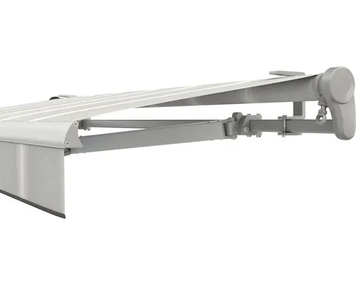 SOLUNA Gelenkarmmarkise Trend 3,5x2 Stoff Dessin D418 Gestell Silber eloxiert inkl. Motor, Wandschalter und Nothandkurbel