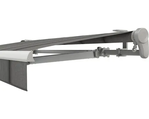 SOLUNA Gelenkarmmarkise Trend 4x2,5 Stoff Dessin D419 Gestell Silber eloxiert inkl. Motor, Wandschalter und Nothandkurbel