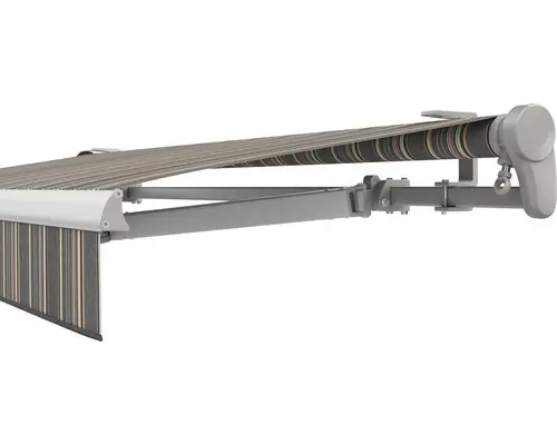 SOLUNA Gelenkarmmarkise Trend 6x4 Stoff Dessin D422 Gestell Silber eloxiert inkl. Motor, Wandschalter,Nothandkurbel, Sonnen und Windwächter