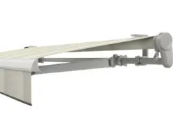 SOLUNA Gelenkarmmarkise Trend 3x2,5 Stoff Dessin J202 Gestell Silber eloxiert inkl. Motor, Wandschalter,Nothandkurbel, Sonnen und Windwächter