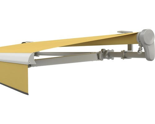 SOLUNA Gelenkarmmarkise Trend 4x3,5 Stoff Dessin U415 Gestell Silber eloxiert inkl. Motor, Wandschalter,Nothandkurbel, Sonnen und Windwächter