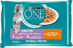 PURINA ONE Sensitive Katzenfutter Zarte Stückchen in Sauce Huhn & Karotte