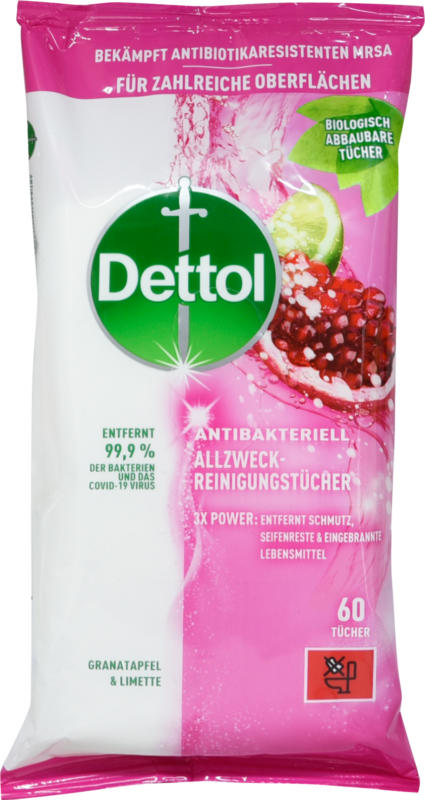 Dettol Allzweck-Reinigungstücher - Granatapfel & Limette