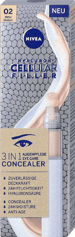 NIVEA Concealer Augenpflege 3in1 Hyaluron Cellular Filler, 02 Mittel