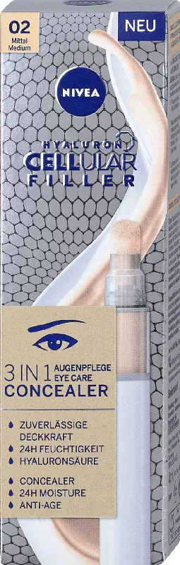 NIVEA Concealer Augenpflege 3in1 Hyaluron Cellular Filler, 02 Mittel
