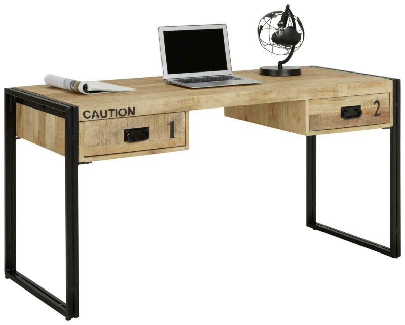 Schreibtisch in Schwarz/Natur