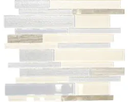 Glasmosaik mit Naturstein CM GV24 28,6x30,0 cm beige grau