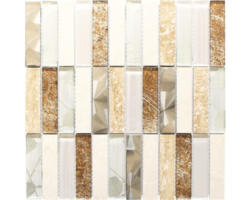 Glasmosaik mit Naturstein Day 52X 29,8x29,8 cm beige