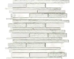 Glasmosaik mit Naturstein XAM GV64 29,8x31,0 cm weiß silber