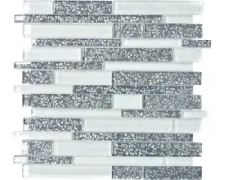 Glasmosaik XCM 8CFL 30,5x30,5 cm weiß grau