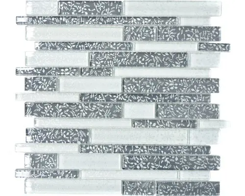 Glasmosaik XCM 8CFL 30,5x30,5 cm weiß grau