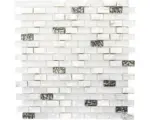 Hornbach Glasmosaik mit Naturstein XCM B01S 30,0x28,5 cm weiß