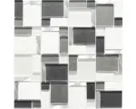 Hornbach Glasmosaik mit Naturstein XCM FK02 30,0x30,0 cm schwarz silber weiß