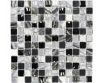 Hornbach Glasmosaik mit Naturstein XCM HQ24 30,0x30,0 cm schwarz silber weiß