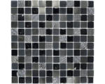 Hornbach Glasmosaik mit Naturstein XCM HQ29 30,0x30,0 cm schwarz