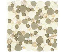 Glasmosaik mit Naturstein XCM PGN62 29,9x29,9 cm grau beige