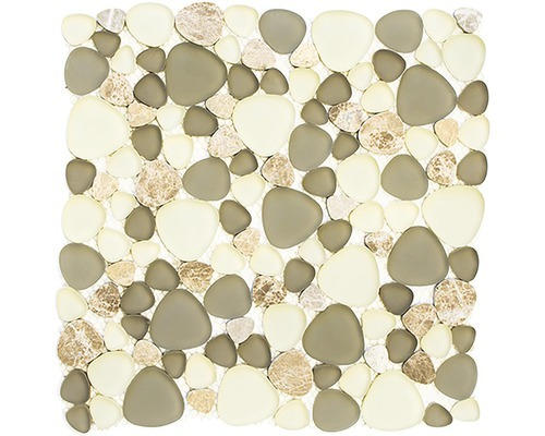 Glasmosaik mit Naturstein XCM PGN62 29,9x29,9 cm grau beige