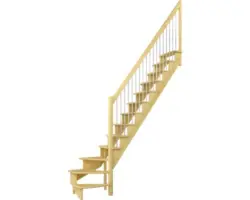 Pertura Wangentreppe Filia Kiefer Leimholz ohne setzstufen Versiegelt 1/4-gewendelt unten rechts 65 cm 12 Stufen / 13 Steigungen