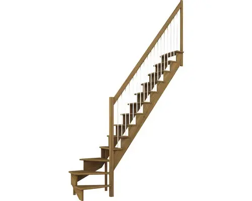 Pertura Wangentreppe Filia Eiche ohne setzstufen Unbehandelt 1/4-gewendelt unten rechts 75 cm 12 Stufen / 13 Steigungen