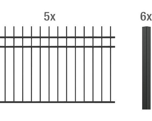 Zaun-Grundset ALBERTS Guardian zum Einbetonieren 10 x 1 m schwarz matt