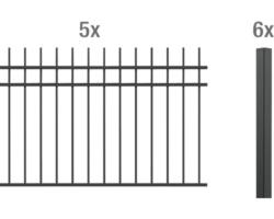 Zaun-Grundset ALBERTS Guardian zum Einbetonieren 10 x 1,20 m schwarz matt