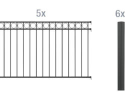 Zaun-Grundset ALBERTS Circle zum Einbetonieren 10 x 1 m schwarz-matt