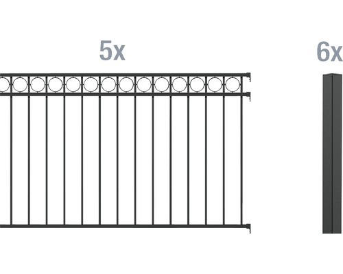 Zaun-Grundset ALBERTS Circle 10 x 1,20 m schwarz-matt