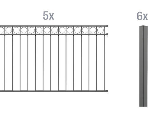 Zaun-Grundset ALBERTS Circle zum Einbetonieren 10 x 1,20 m anthrazit