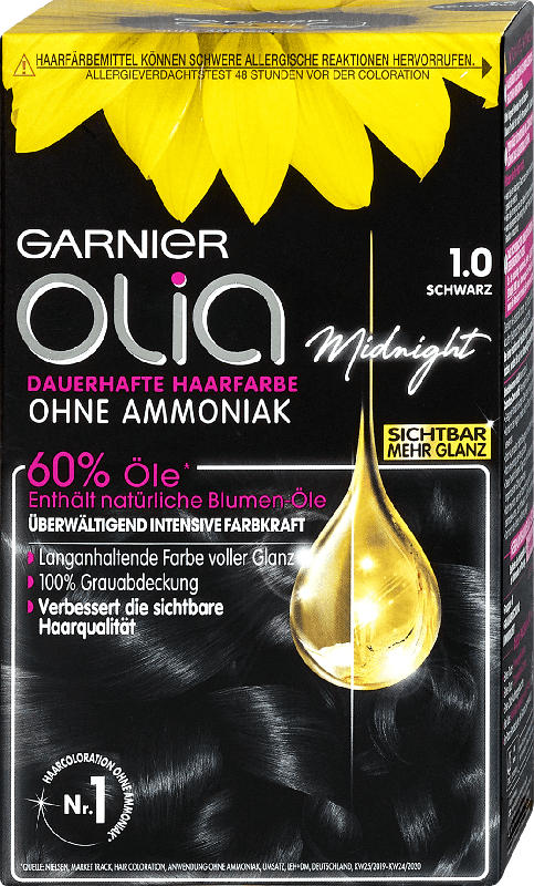 Garnier Olia dauerhafte Haarfarbe - Nr. 1.0 Schwarz