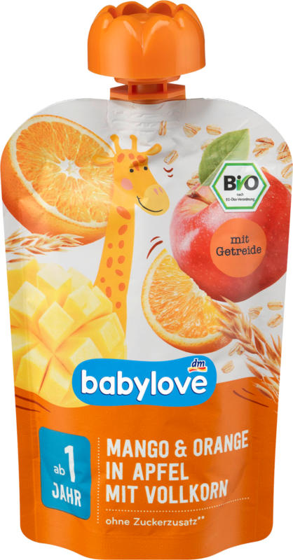 babylove Fruchtpüree Mango & Orange in Apfel mit Vollkorn