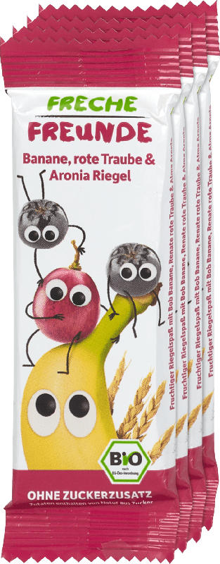Freche Freunde Bio-Getreide-Früchte-Riegel Banane, rote Traube & Aronia