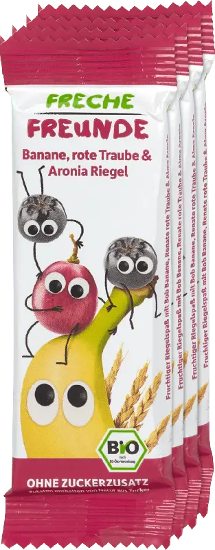 Freche Freunde Bio-Getreide-Früchte-Riegel Banane, rote Traube & Aronia