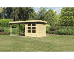 Gartenhaus Karibu Kodiak 2 inkl. Anbaudach 2,8 m 472x217 cm natur