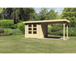 Gartenhaus Karibu Kodiak 3 inkl. Anbaudach 2,8 m 501x217 cm natur