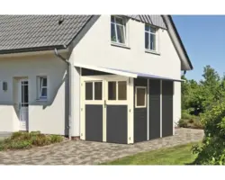 Gartenhaus Karibu Bernau inkl. Unterkonstruktion Fenster 181 x 268 cm terragrau