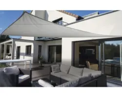 Sonnensegel Dreieck Floracord silbergrau mit Regenschutz 460x460x460 cm