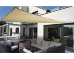Hornbach Sonnensegel Dreieck elfenbein mit Regenschutz 460x460x460 cm