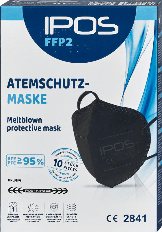 IPOS FFP2 Atemschutzmaske Schwarz