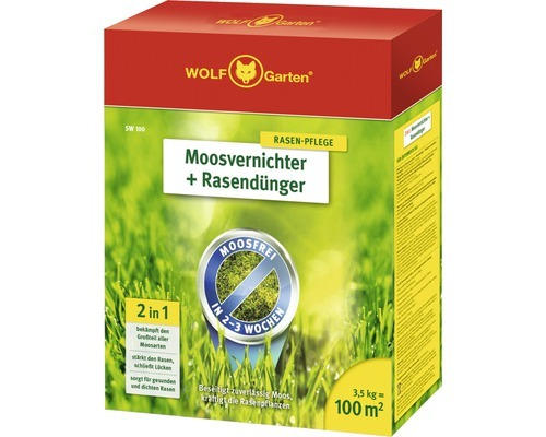 Moosvernichter + Rasendünger WOLF-Garten, 3,5 kg / 100 m² Reg.Nr. 3608-908