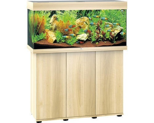 Aquariumkombination JUWEL Rio 180 SBX mit LED-Beleuchtung, Heizer, Filter und Unterschrank, helles Holz