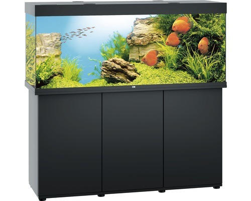 Aquariumkombination JUWEL Rio 450 SBX mit LED-Beleuchtung, Heizer, Filter und Unterschrank, schwarz