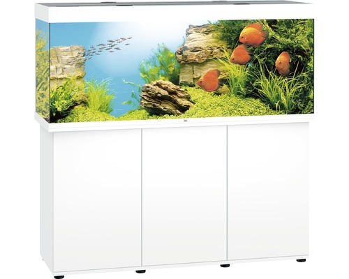 Aquariumkombination Juwel Rio 450 LED SBX mit Beleuchtung, Heizer, Filter und Unterschrank weiß