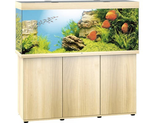 Aquariumkombination JUWEL Rio 450 SBX mit LED-Beleuchtung, Heizer, Filter und Unterschrank, helles Holz