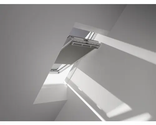 VELUX Vorteils-Set Hitzeschutz-Markise transparent schwarz und Verdunkelungsrollo grau DOP U04 0705S